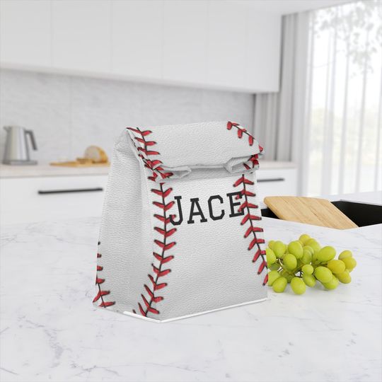 Baseball personalize lunch bag reusable, summer camp bag