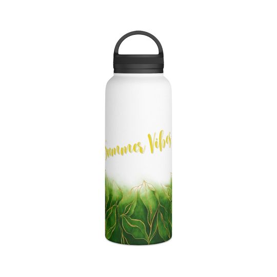 Summer Vibes Stainless Steel Water Bottle, Handle Lid