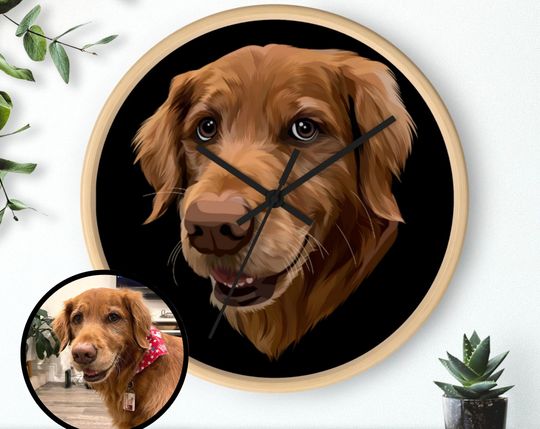 Custom Dog Wall Clock, Personalized Pet Clock, Custom Art