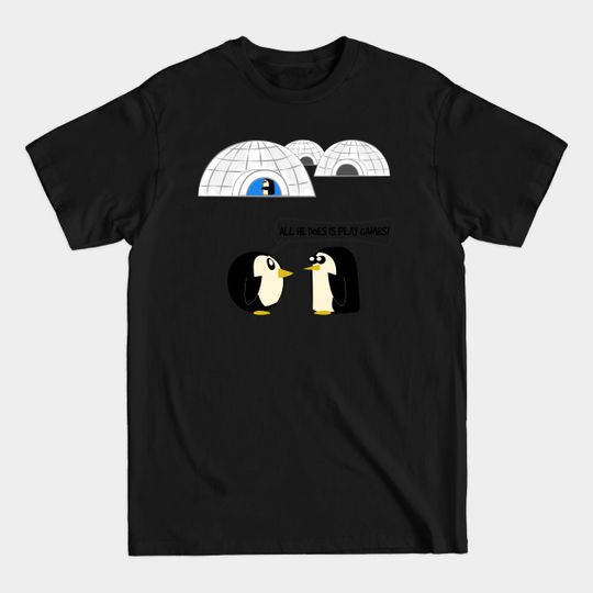 Lazy penguin gamer comic and cartoon design - Penguin Cartoon - T-Shirt