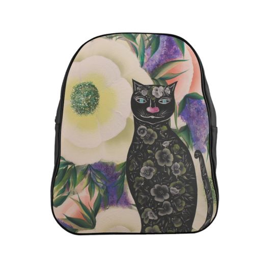 Flowers Cat School Backpack