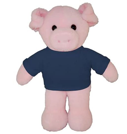 Soft Plush Pig with Navy Blue Tee