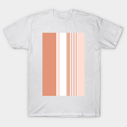 Color Block Stripes Peach and Salmon Pink - Stripes Design - T-Shirt