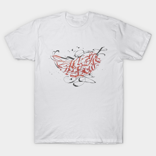 Red-Black Calligraphy - Calligraphy - T-Shirt