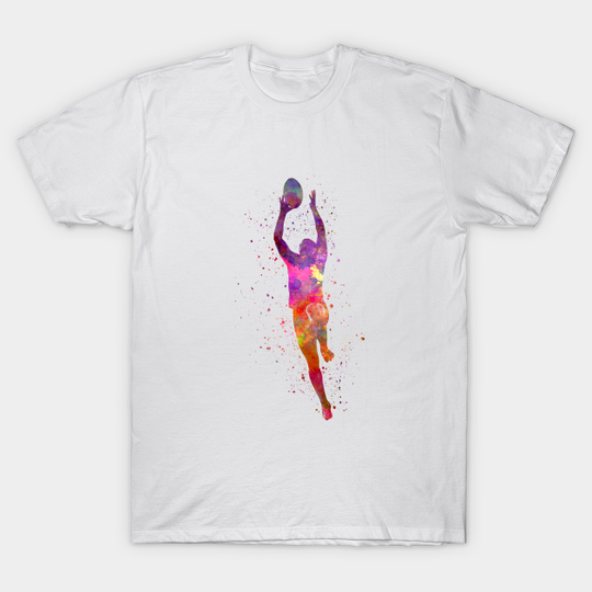 Rugby player in watercolor - Rugby - T-Shirt