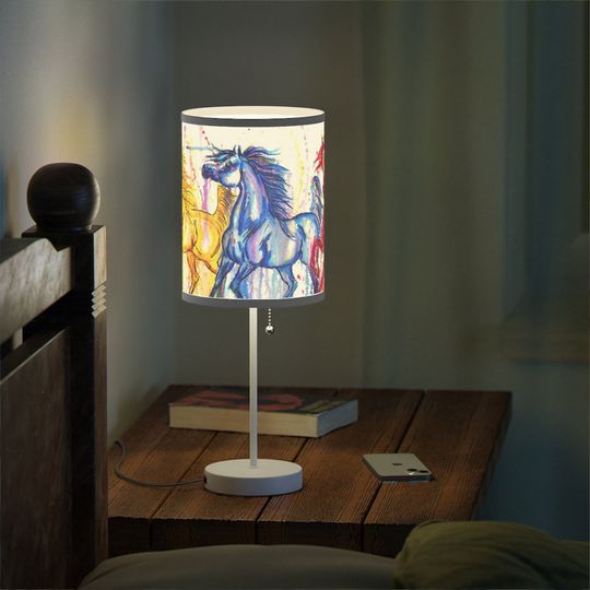 Arabian Horse Art Watercolor Lamp on a Stand, US|CA plug Beautiful Horse