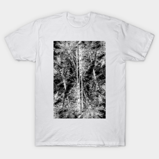 Woodland Texture - Black And White Pattern - T-Shirt