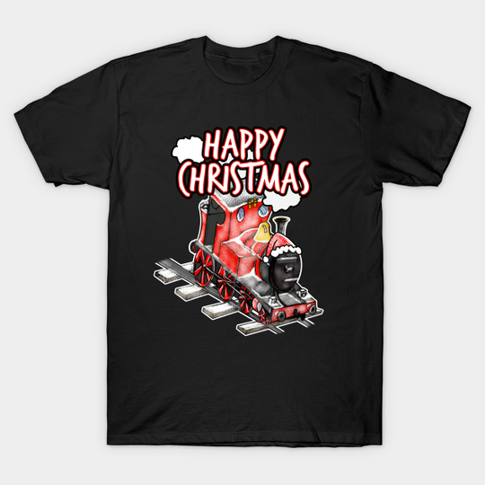 Happy Christmas Steam Train Railway Railroad Enthusiasts Snow - Christmas Train - T-Shirt