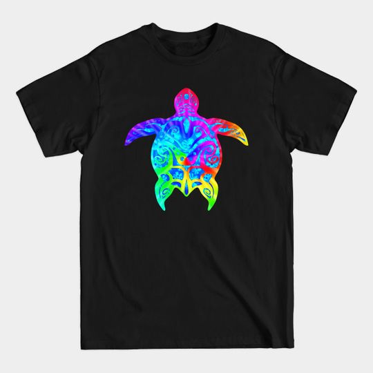 Colorful Tribal Turtle - Tribal Turtle - T-Shirt