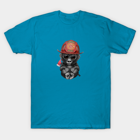 Cute Baby Gorilla Firefighter - Baby Gorilla - T-Shirt