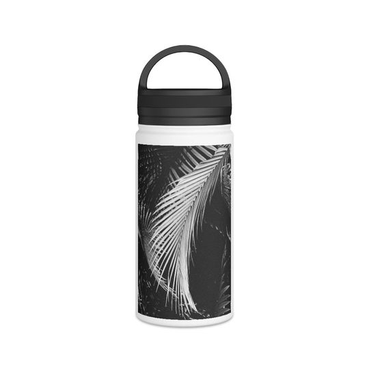 Black & White Palm Leaf || Stainless Steel Water Bottle x Handle Lid