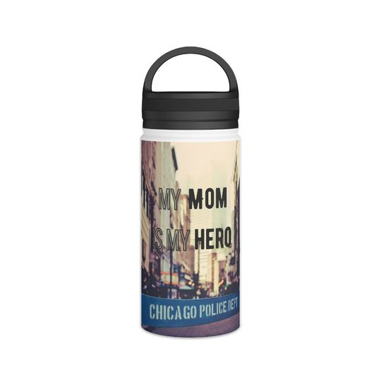 Chicago Police Mom Stainless Steel Water Bottle, Handle Lid