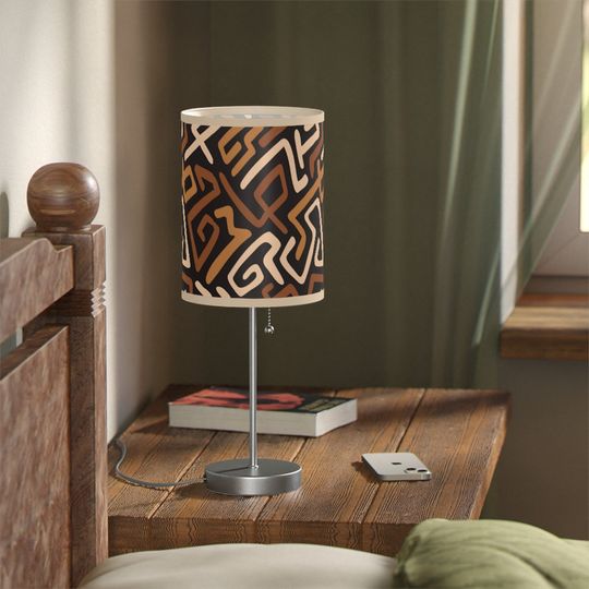 African Print Lamp, Tribal Lampshade, Afrocentric Home Decor