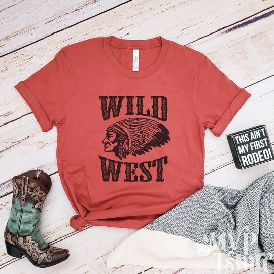 Wild West Native Headdress Shirt, Western Graphic Tee, Cute Rodeo Shirt, Indian Headdress