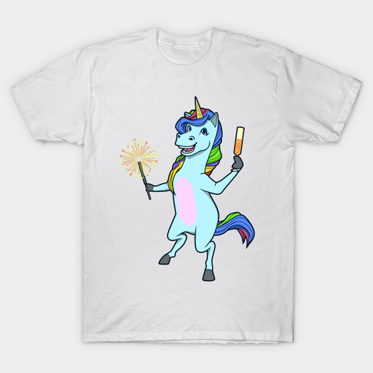 Unicorn with champagne and sparkler - Happy New Year - Happy New Year - T-Shirt