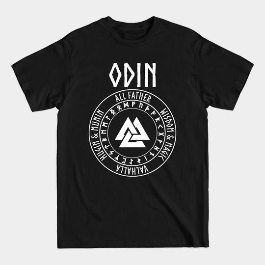 Odin Viking God Valknut with Runes - Odin - T-Shirt