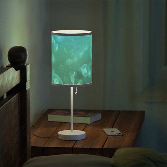 Teal Blue Jelly Fish Lamp on a Stand, Mid Century Modern/Jelly Fish Light