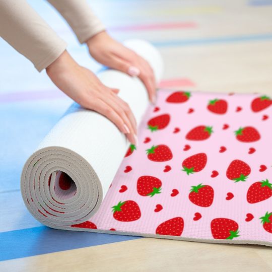 Kawaii Pink Strawberry Foam Yoga Mat