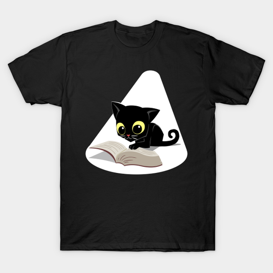Cute Black Cat Reading Book - Books - T-Shirt