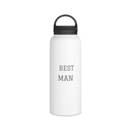 Best Man, groomsmen gift, Stainless Steel Water Bottle, Handle Lid