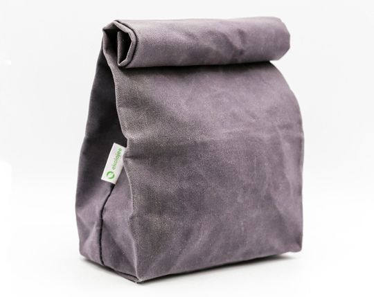 canvas lunch bag grey color certified |snack bag
