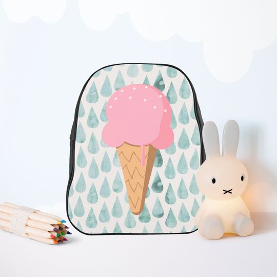 Toddler Backpack, Ice Cream Design Kids Backpack, Green and Pink Kids School Bags