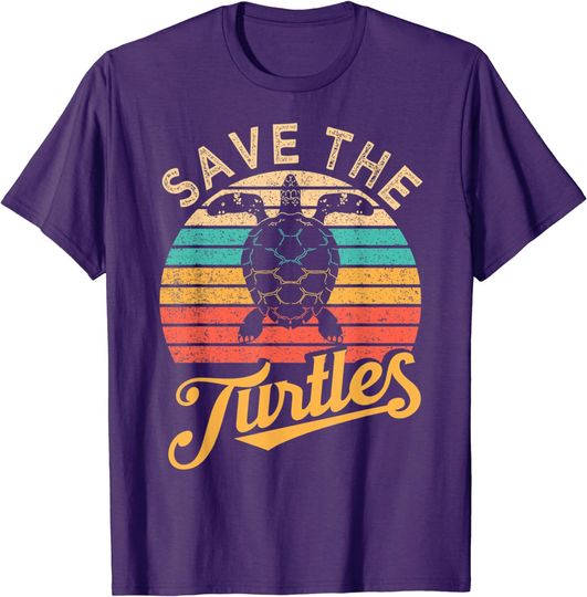 Save The Turtles Animal Rights Sea Turtle Retro Style  T-Shirt