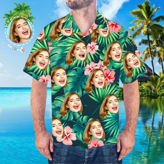 Custom Photo Face Shirt - Custom Men's Face Shirt All Over Print Hawaiian Shirt