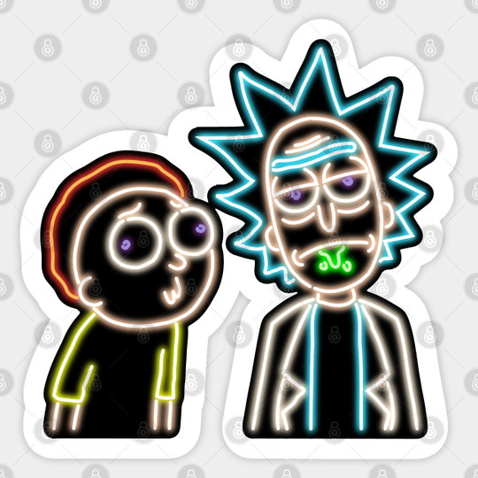 Neon Rick and Morty - Rick And Morty - Sticker