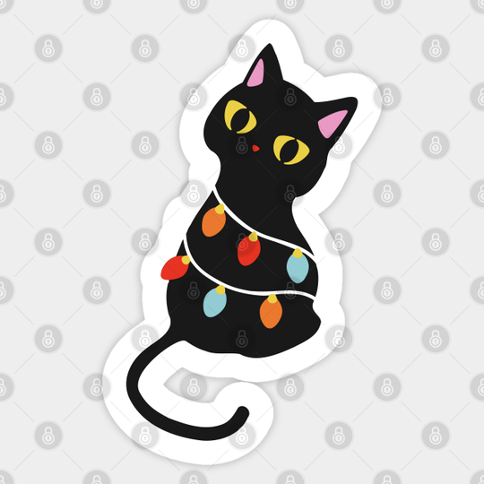 Black Cat Christmas Tree I - Black Cat Christmas - Sticker