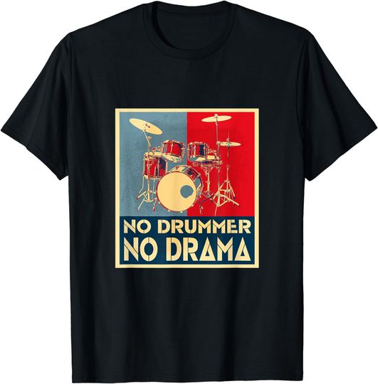 Drum Drumset Drummer Boy Costume Rock n Roll Retro Drumming T-Shirt