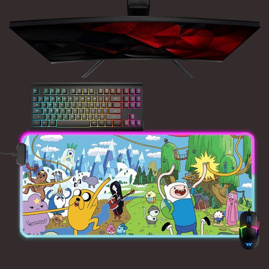Adventure Time led mouse mat, rgb mouse pad, gaming mouse pad, desk mat, gift for gamer