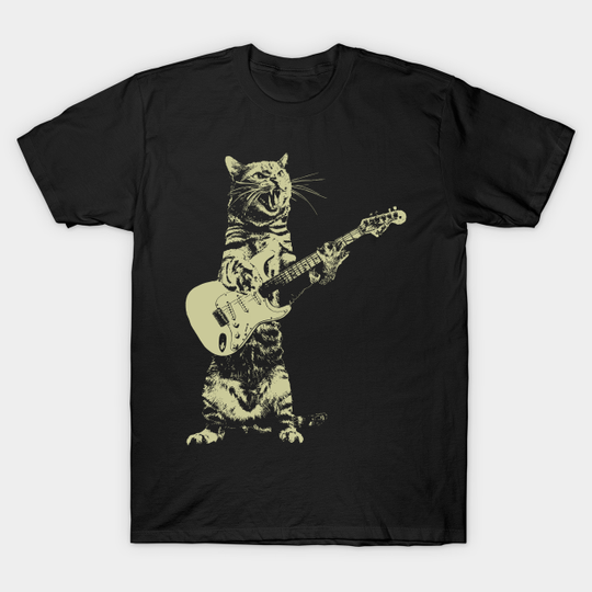 Cat playing guitar - Cat - T-Shirt