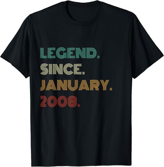 15 Years Old Legend Since January 2008 15th Birthday T-Shirt
