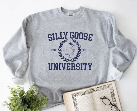 Silly Goose University Crewneck Sweatshirt, Funny Men's Sweatshirt