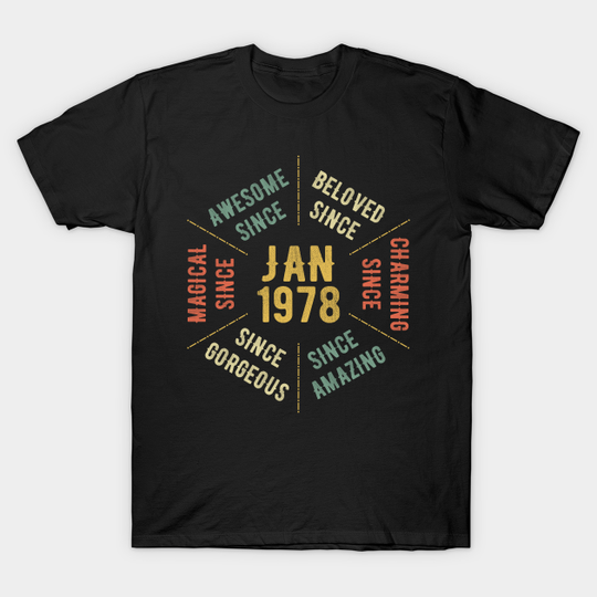45 Year Old Retro 45th Birthday Design Vintage January 1978 T-Shirt