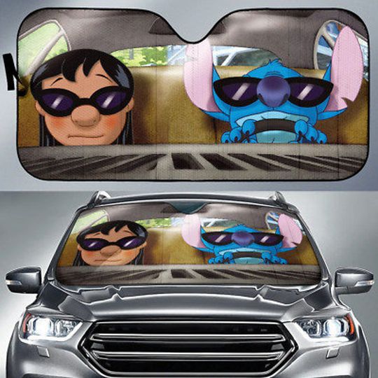 Stitch And Lilo Driving Car Windshield Sun Shade Windshield Sun Shade Car