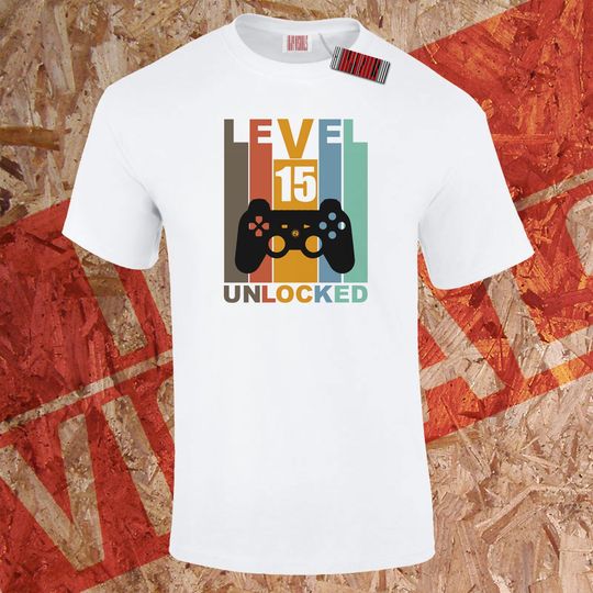 Level 15 Unlocked T-Shirt  15th Birthday Gifts Gamer
