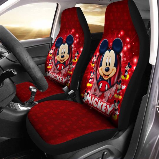 Mickey Mouse Red Black White Bling Glitter Disney Car Seats Cover