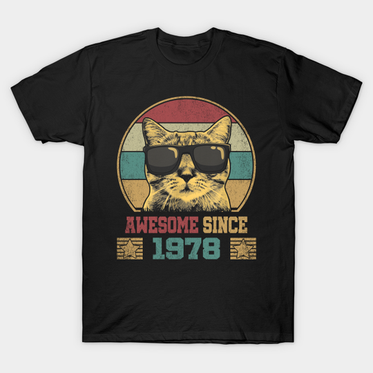 Awesome Since 1978 45th Birthday Gifts Cat Lover T-Shirt