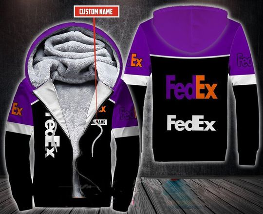 Fedex ground purple Custom name Fleece Hoodie for Delivery Driver
