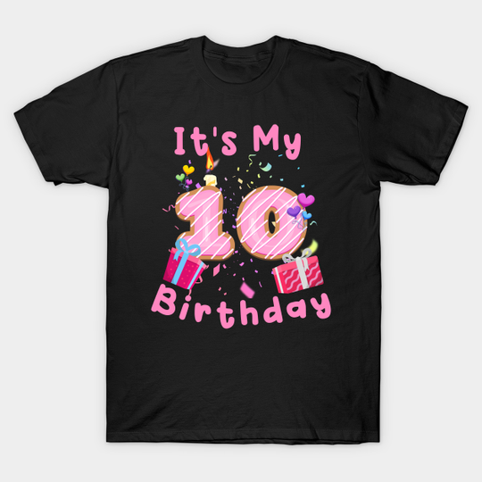 Cute Donut It's My 10Th Birthday - 10th Birthday - T-Shirt