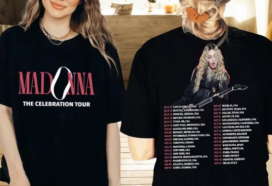 Madonna Queen of Pop Tee, Hoodie, Madonna The Celebration Tour 2023 Double Sided T-Shirt