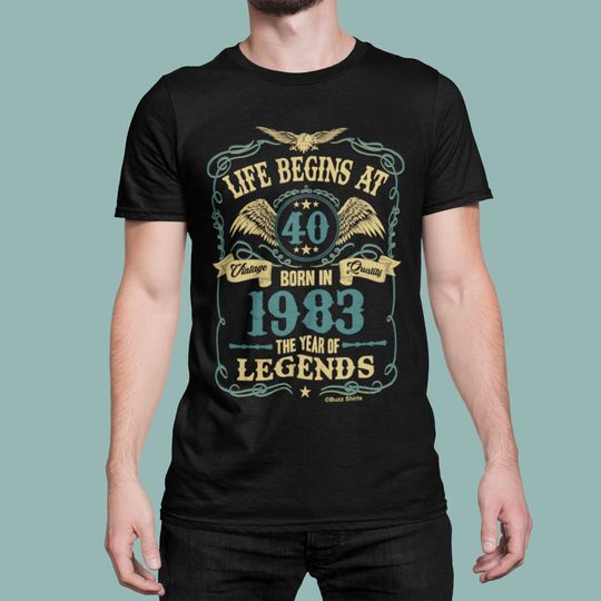 Life Begins At 40 Born In 1983, Men's 40th Birthday T-Shirt