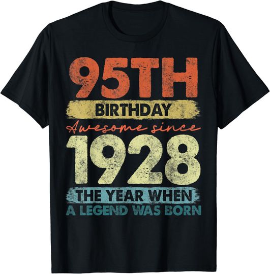 Vintage 1928 95 Year Old Gifts Limited Edition 95th Birthday T-Shirt