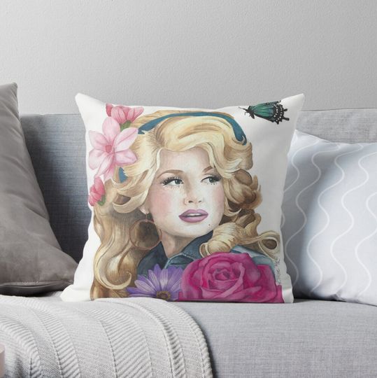 Dolly Parton Fan Art Throw Pillow