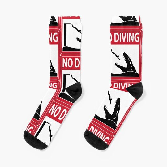 No Diving - Mosasaurus Warning Socks