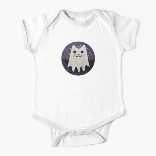 Ghost cat with space background Onesie