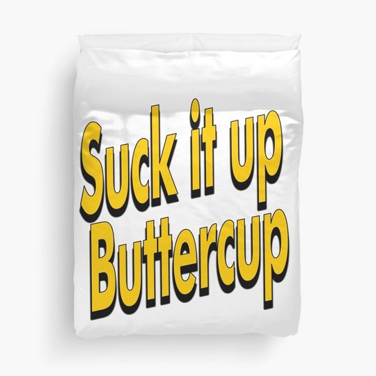 Suck it up Buttercup retro yellow Duvet Cover