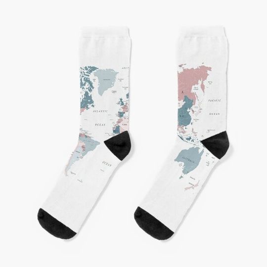 Map of the World in Pink and Blue Socks